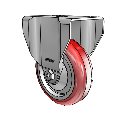 2 Series Casters Top Plate Rigid Zinc with 4 x 1.25 Maroon on Grey Polyurethane HI-TECH Wheel