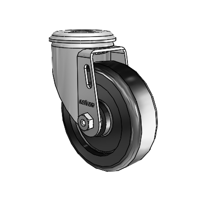 2 Series Modular Stem Zinc Swivel Caster with 4 x 1.25 Black Polyolefin Wheel