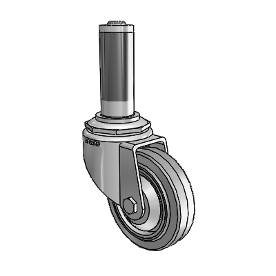 7/8" Wide Casters: Series 1 | Colson Expanding Adapter Stem Zinc Swivel Caster with 3 x 0.8750 Grey on Grey Performa Rubber (Flat/Grey) Wheel