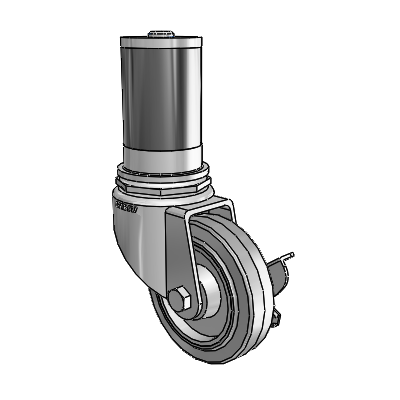 7/8" Wide Casters: Series 1 | Colson Expanding Adapter Stem Zinc Swivel Caster with 3 x 0.8750 Grey on Grey Performa Rubber (Flat/Grey) Wheel Side Lock (BRK3)