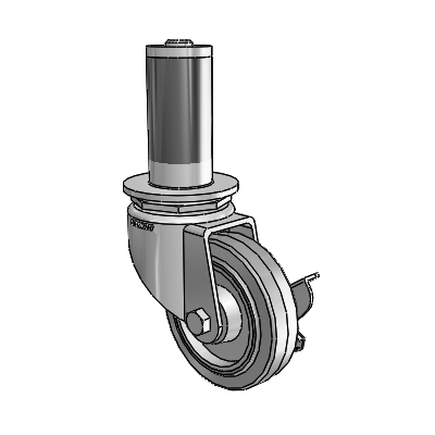 7/8" Wide Casters: Series 1 | Colson Expanding Adapter Stem Zinc Swivel Caster with 3 x 0.8750 Grey on Grey Performa Rubber (Flat/Grey) Wheel Side Lock (BRK3)