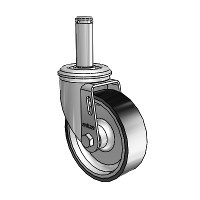 2 Series Grip Ring Stem Zinc Swivel Caster with 4 x 1.25 Black on Silver ThermoTech Wheel