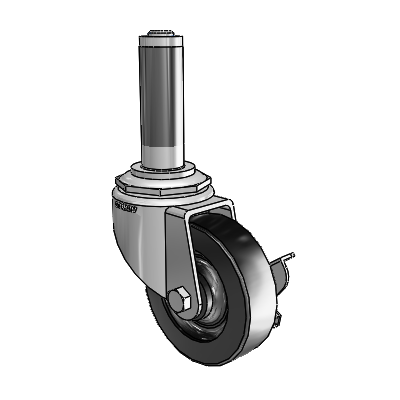 7/8" Wide Casters: Series 1 | Colson Expanding Adapter Stem Zinc Swivel Caster with 3 x 0.8750 Black Polyolefin Wheel Side Lock (BRK3)