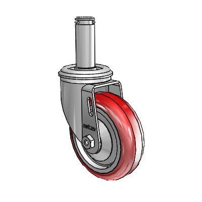 2 Series Grip Ring Stem Zinc Swivel Caster with 4 x 1.25 Maroon on Grey Polyurethane HI-TECH Wheel