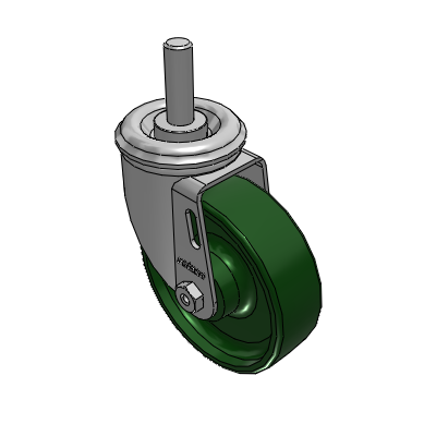 2 Series Casters Threaded Stem Caster with 4 x 1.25 Cast Iron Wheel