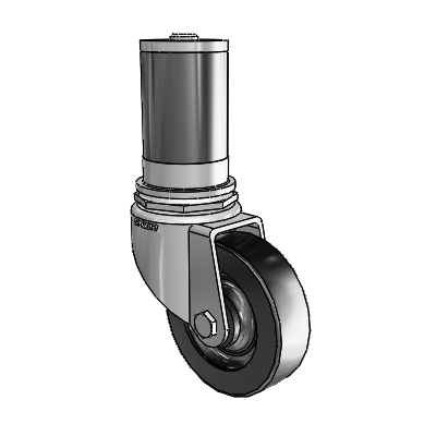 7/8" Wide Casters: Series 1 | Colson Expanding Adapter Stem Zinc Swivel Caster with 3 x 0.8750 Black Polyolefin Wheel