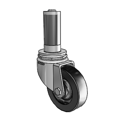 7/8" Wide Casters: Series 1 | Colson Expanding Adapter Stem Zinc Swivel Caster with 3 x 0.8750 Black Polyolefin Wheel