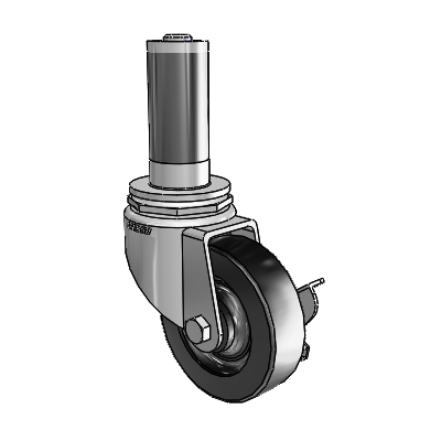 7/8" Wide Casters: Series 1 | Colson Expanding Adapter Stem Zinc Swivel Caster with 3 x 0.8750 Black Polyolefin Wheel Side Lock (BRK3)