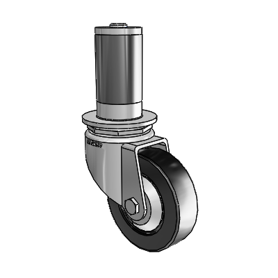 7/8" Wide Casters: Series 1 | Colson Expanding Adapter Stem Zinc Swivel Caster with 3 x 0.8750 Black Polyolefin Wheel