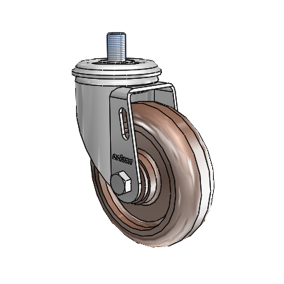 2 Series Threaded Stem Zinc Swivel Caster with 4 x 1.25 Brown Thermo Wheel