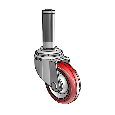 7/8" Wide Casters: Series 1 | Colson Expanding Adapter Stem Zinc Swivel Caster with 3 x 0.8750 Maroon on Grey Polyurethane HI-TECH Wheel