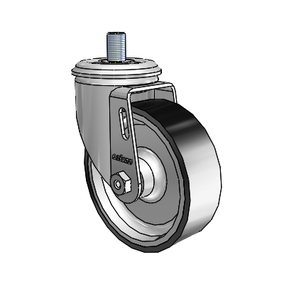 2 Series Threaded Stem Zinc Swivel Caster with 4 x 1.25 Black on Silver ThermoTech Wheel