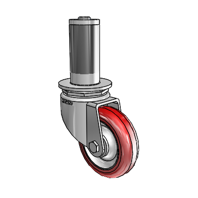7/8" Wide Casters: Series 1 | Colson Expanding Adapter Stem Zinc Swivel Caster with 3 x 0.8750 Maroon on Grey Polyurethane HI-TECH Wheel