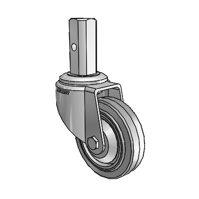 7/8" Wide Casters: Series 1 | Colson Square Stem Zinc Swivel Caster with 3 x 0.8750 Grey on Grey Performa Rubber (Flat/Grey) Wheel