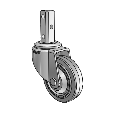 7/8" Wide Casters: Series 1 | Colson Square Stem Zinc Swivel Caster with 3 x 0.8750 Grey on Grey Performa Rubber (Flat/Grey) Wheel