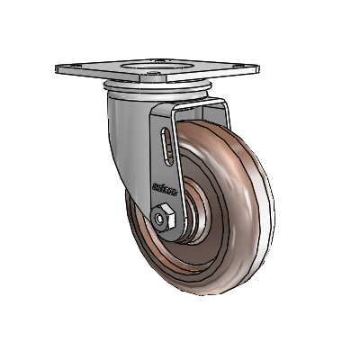 2 Series Casters Top Plate Swivel Zinc with 4 x 1.25 Brown Thermo Wheel
