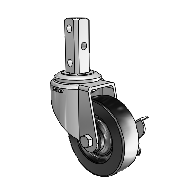 7/8" Wide Casters: Series 1 | Colson Square Stem Zinc Swivel Caster with 3 x 0.8750 Black Polyolefin Wheel and Side Lock Brake