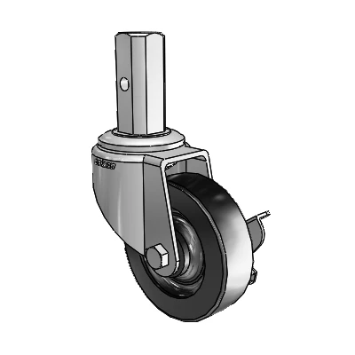 7/8" Wide Casters: Series 1 | Colson Square Stem Zinc Swivel Caster with 3 x 0.8750 Black Polyolefin Wheel and Side Lock Brake