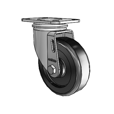 2 Series Casters Top Plate Swivel Zinc with 4 x 1.25 Black Polyolefin Wheel