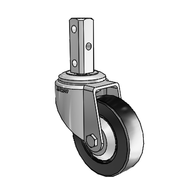 7/8" Wide Casters: Series 1 | Colson Square Stem Zinc Swivel Caster with 3 x 0.8750 Black Polyolefin Wheel