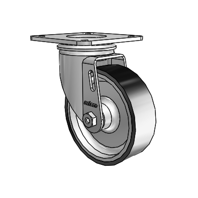 2 Series Casters Top Plate Swivel Zinc with 4 x 1.25 Black on Silver ThermoTech Wheel
