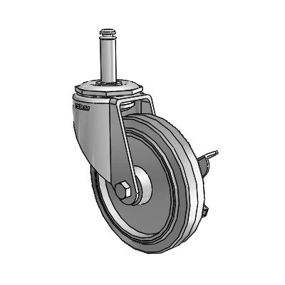 7/8" Wide Casters: Series 1 | Colson Grip Ring Stem up to 145 lbs Zinc Swivel Caster with 4 x 0.8750 Grey on Grey Performa Rubber (Flat/Grey) Wheel and Side Lock Brake