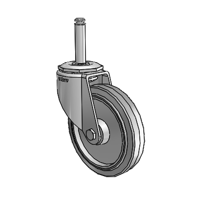 7/8" Wide Casters: Series 1 | Colson Grip Ring Stem up to 145 lbs Zinc Swivel Caster with 4 x 0.8750 Grey on Grey Performa Rubber (Flat/Grey) Wheel