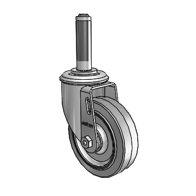2 Series Expanding Adapter Stem Zinc Swivel Caster with 4 x 1.25 Grey on Grey Performa Rubber (Flat) Wheel