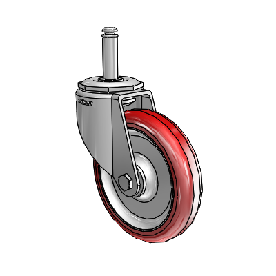 7/8" Wide Casters: Series 1 | Colson Grip Ring Stem up to 145 lbs Zinc Swivel Caster with 4 x 0.8750 Maroon on Grey Polyurethane HI-TECH Wheel