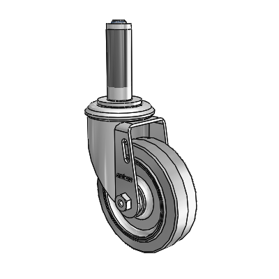 2 Series Expanding Adapter Stem Zinc Swivel Caster with 4 x 1.25 Grey on Grey Performa Rubber (Flat) Wheel