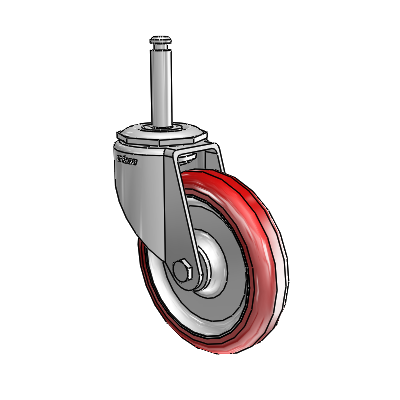 7/8" Wide Casters: Series 1 | Colson Grip Ring Stem up to 145 lbs Zinc Swivel Caster with 4 x 0.8750 Maroon on Grey Polyurethane HI-TECH Wheel