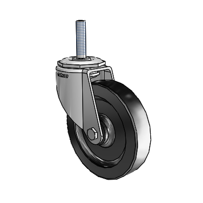 7/8" Wide Casters: Series 1 | Colson Threaded Stem up to 145 lbs Zinc Swivel Caster with 4 x 0.8750 Black Polyolefin Wheel