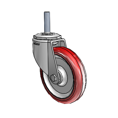 7/8" Wide Casters: Series 1 | Colson Threaded Stem up to 145 lbs Zinc Swivel Caster with 4 x 0.8750 Maroon on Grey Polyurethane HI-TECH Wheel