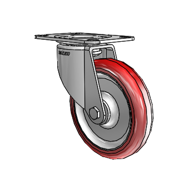 7/8" Wide Casters: Series 1 | Colson Large Top Plate Swivel Caster up to 145 lbs Zinc with 4 x 0.8750 Maroon on Grey Polyurethane HI-TECH Wheel