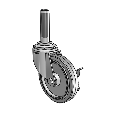 7/8" Wide Casters: Series 1 | Colson Expanding Adapter Stem Zinc Swivel Caster with 4 x 0.8750 Grey on Grey Performa Rubber (Flat/Grey) Wheel Side Lock (BRK3)