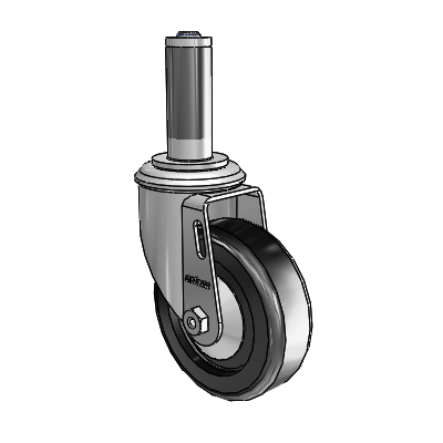 2 Series Expanding Adapter Stem Zinc Swivel Caster with 4 x 1.25 Black Polyolefin Wheel