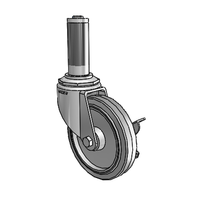 7/8" Wide Casters: Series 1 | Colson Expanding Adapter Stem Zinc Swivel Caster with 4 x 0.8750 Grey on Grey Performa Rubber (Flat/Grey) Wheel Side Lock (BRK3)