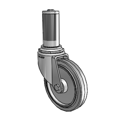 7/8" Wide Casters: Series 1 | Colson Expanding Adapter Stem Zinc Swivel Caster with 4 x 0.8750 Grey on Grey Performa Rubber (Flat/Grey) Wheel