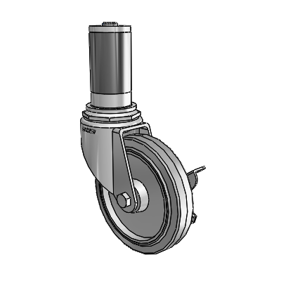 7/8" Wide Casters: Series 1 | Colson Expanding Adapter Stem Zinc Swivel Caster with 4 x 0.8750 Grey on Grey Performa Rubber (Flat/Grey) Wheel Side Lock (BRK3)