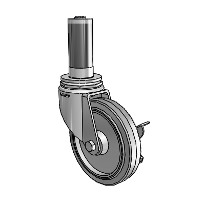 7/8" Wide Casters: Series 1 | Colson Expanding Adapter Stem Zinc Swivel Caster with 4 x 0.8750 Grey on Grey Performa Rubber (Flat/Grey) Wheel Side Lock (BRK3)