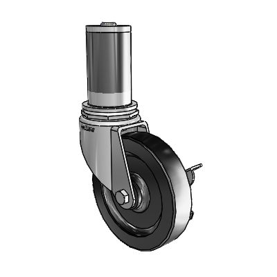 7/8" Wide Casters: Series 1 | Colson Expanding Adapter Stem Zinc Swivel Caster with 4 x 0.8750 Black Polyolefin Wheel Side Lock (BRK3)