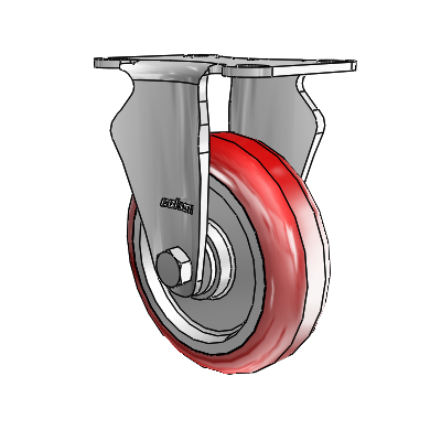 2 Series Stainless Steel Casters Top Plate Rigid with 4 x 1.25 Maroon on Grey Polyurethane HI-TECH Wheel