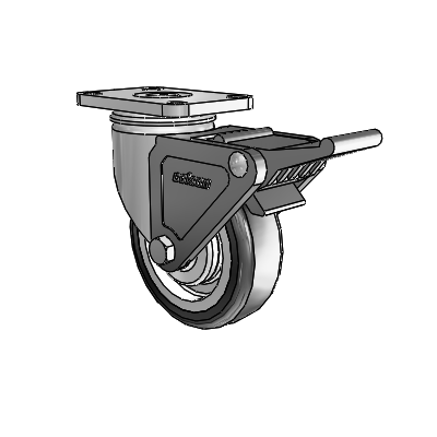 2 Series Stainless Steel Top Plate Swivel Caster with 4 x 1.25 Grey on Grey TPE High-Temp Wheel and Tech Lock (BRK2)