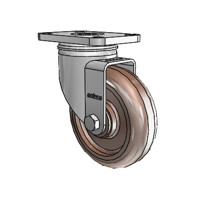 2 Series Stainless Steel Top Plate Swivel Caster with 4 x 1.25 Brown Thermo Wheel