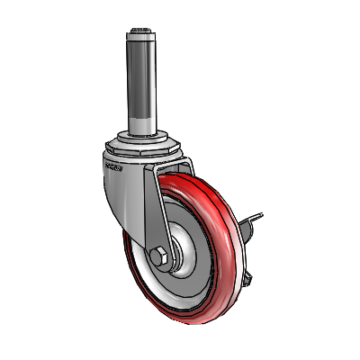 7/8" Wide Casters: Series 1 | Colson Expanding Adapter Stem Zinc Swivel Caster with 4 x 0.8750 Maroon on Grey Polyurethane HI-TECH Wheel Side Lock (BRK3)