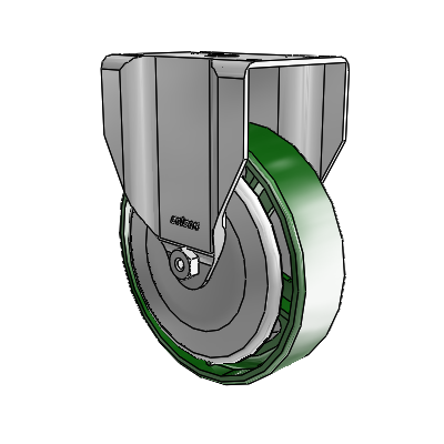 2 Series Casters Top Plate Rigid Zinc Caster with 5 x 1.25 Green Cast Iron Wheel