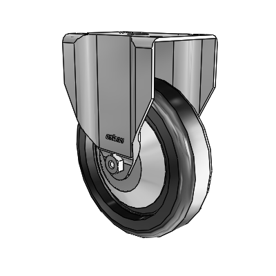 2 Series Casters Top Plate Rigid Zinc Caster with 5 x 1.25 Black Polyolefin Wheel