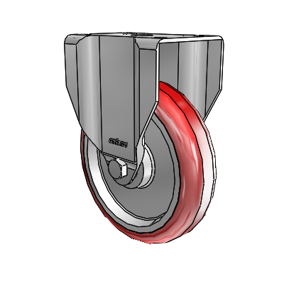 2 Series Casters Top Plate Rigid Zinc Caster with 5 x 1.25 Maroon on Grey Polyurethane HI-TECH Wheel