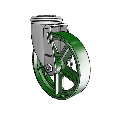 2 Series Modular Stem Zinc Swivel Caster Caster with 5 x 1.25 Green Cast Iron Wheel
