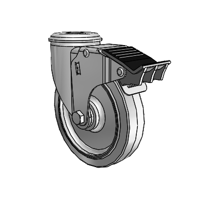 2 Series Modular Stem Zinc Swivel Caster Caster with 5 x 1.25 Grey on Grey Performa Rubber (Flat) Wheel and Total Lock Brake